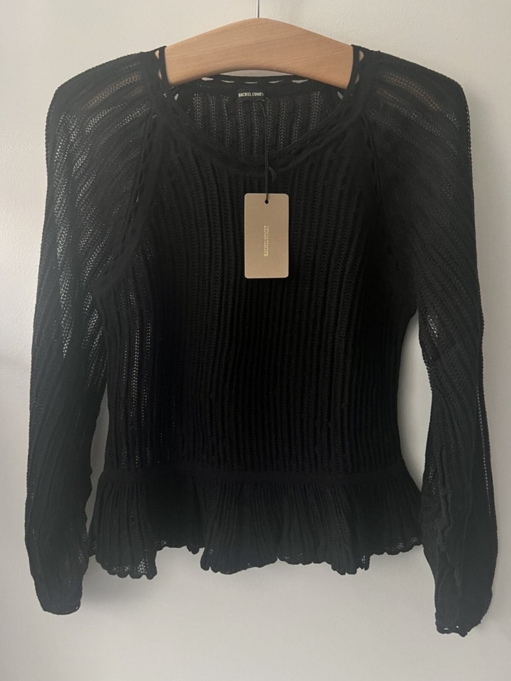 Rachel Comey Semi-sheet Black Everton Top Pointelle Organza Size Small NWT